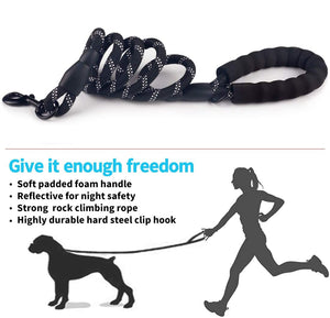 Reflective 5ft Rope Dog Leash with Comfortable Padded Handle